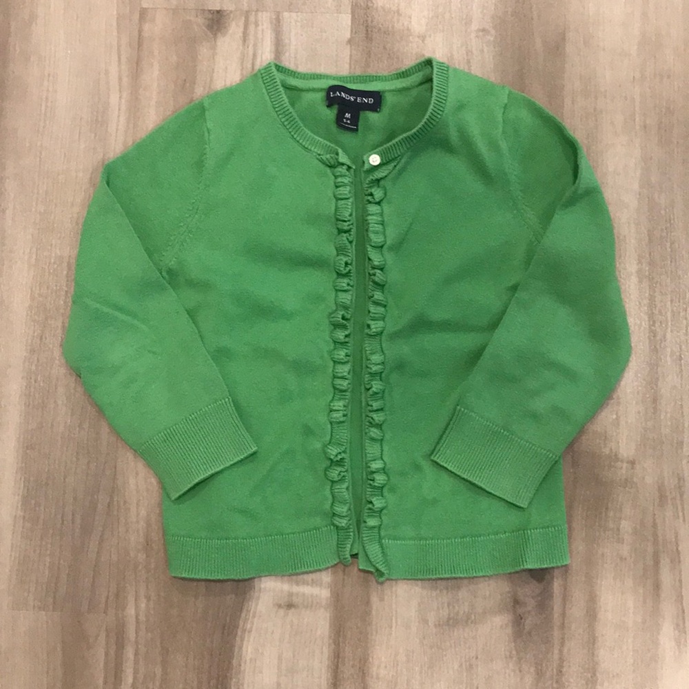 Land’s End, Girl’s Medium, Green, Cardigan Sweater